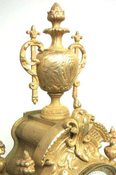 Antique Candelabra 8-Day Clock Set French Striking Ormolu Bronze Mantel Clock C1880 - Image 2