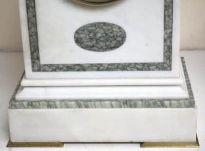 Fine French 8-Day White Marble Mantel Clock – Striking Clock Inlaid Lancet Case Mantel Clock Antique Clocks 12