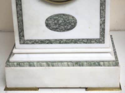 Fine French 8-Day White Marble Mantel Clock – Striking Clock Inlaid Lancet Case - Image 10