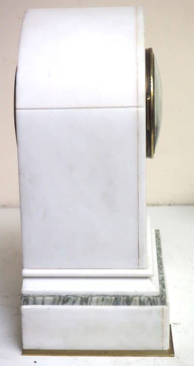Fine French 8-Day White Marble Mantel Clock – Striking Clock Inlaid Lancet Case Mantel Clock Antique Clocks 5