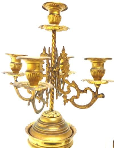 Incredible Electric Blue Art Nouveau Bulbous Tulip 5 Branch Candelabra Mantel Clock Set - Image 7