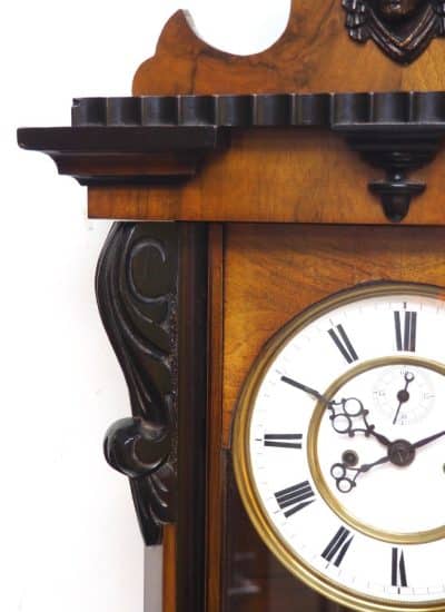 Fine Victorian 8-Day Wall Clock – Antique Striking Vienna Wall Clock Early Victorian Antique Clocks 10