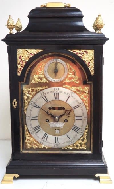 Rare London Verge Bell Top Bracket Clock – Double Fusee Verge Clock By William Strong London bracket clock Antique Clocks 3
