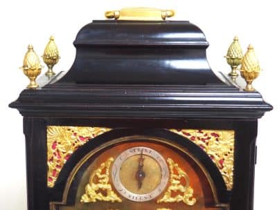 Rare London Verge Bell Top Bracket Clock – Double Fusee Verge Clock By William Strong London bracket clock Antique Clocks 13