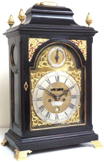 Rare London Verge Bell Top Bracket Clock – Double Fusee Verge Clock By William Strong London bracket clock Antique Clocks 12