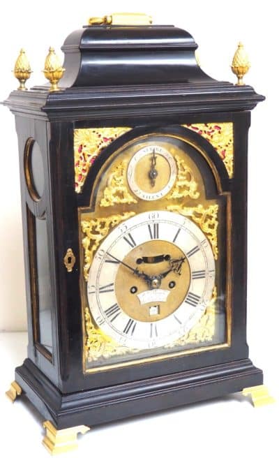 Rare London Verge Bell Top Bracket Clock – Double Fusee Verge Clock By William Strong London bracket clock Antique Clocks 11