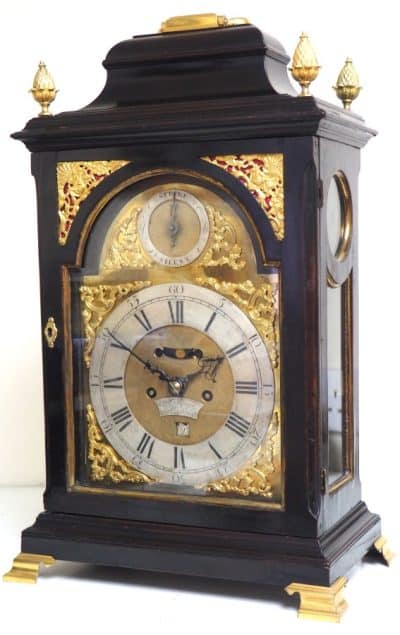 Rare London Verge Bell Top Bracket Clock – Double Fusee Verge Clock By William Strong London bracket clock Antique Clocks 10