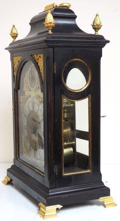 Rare London Verge Bell Top Bracket Clock – Double Fusee Verge Clock By William Strong London bracket clock Antique Clocks 9