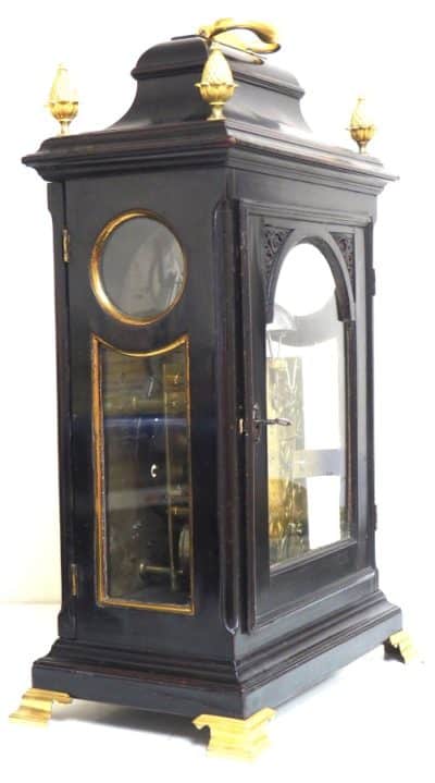 Rare London Verge Bell Top Bracket Clock – Double Fusee Verge Clock By William Strong London bracket clock Antique Clocks 8