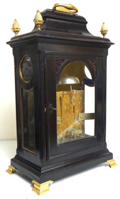 Rare London Verge Bell Top Bracket Clock – Double Fusee Verge Clock By William Strong London bracket clock Antique Clocks 5