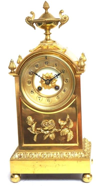 Antique French Ormolu Bronze Mantel Striking 8-Day Mantle Clock c1900 antique bronze Antique Clocks 3