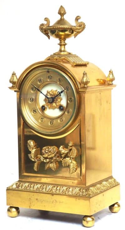 Antique French Ormolu Bronze Mantel Striking 8-Day Mantle Clock c1900 antique bronze Antique Clocks 15