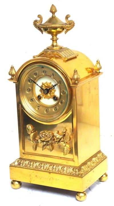Antique French Ormolu Bronze Mantel Striking 8-Day Mantle Clock c1900 antique bronze Antique Clocks 14