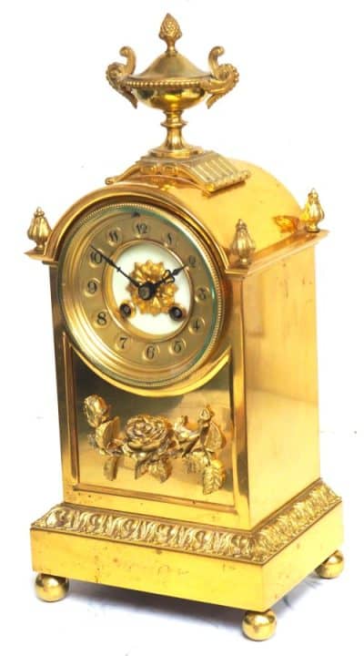 Antique French Ormolu Bronze Mantel Striking 8-Day Mantle Clock c1900 - Image 12