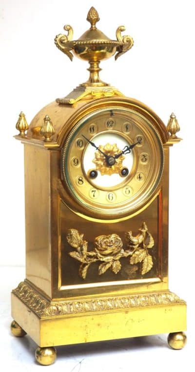 Antique French Ormolu Bronze Mantel Striking 8-Day Mantle Clock c1900 antique bronze Antique Clocks 13