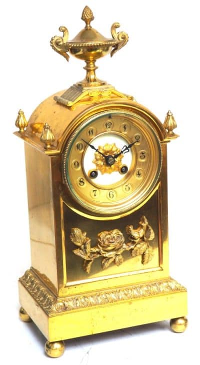 Antique French Ormolu Bronze Mantel Striking 8-Day Mantle Clock c1900 antique bronze Antique Clocks 12