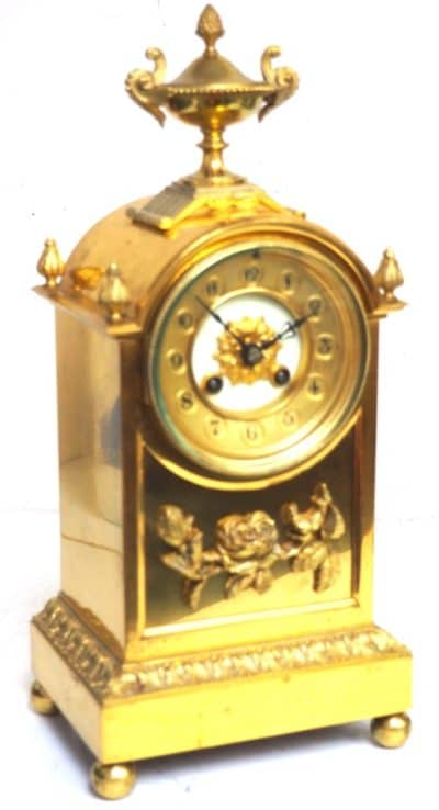 Antique French Ormolu Bronze Mantel Striking 8-Day Mantle Clock c1900 antique bronze Antique Clocks 11