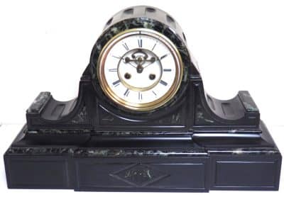 Marvellous French 8-Day Striking Slate Clock – Grey Marble Inlay Visible Escapement= - Image 9