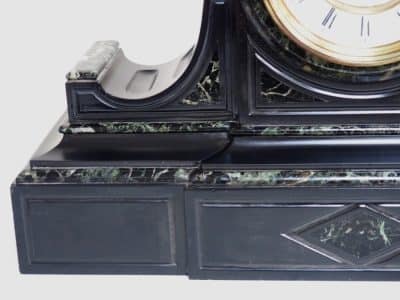 Marvellous French 8-Day Striking Slate Clock – Grey Marble Inlay Visible Escapement= Antique French Antique Clocks 10