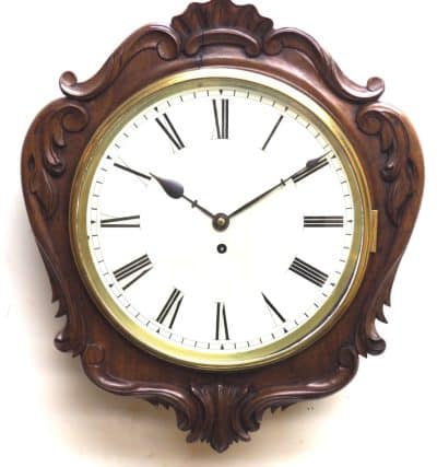 Rare Antique Carved Wall Clock 8 Day English Single Fusee Movement
