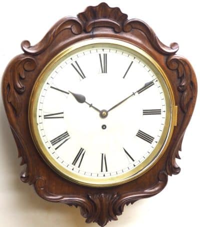 Rare Antique Carved Wall Clock 8 Day English Single Fusee Movement - Image 7