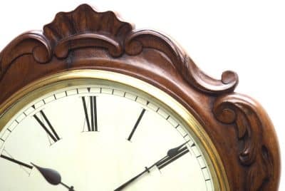 Rare Antique Carved Wall Clock 8 Day English Single Fusee Movement - Image 6