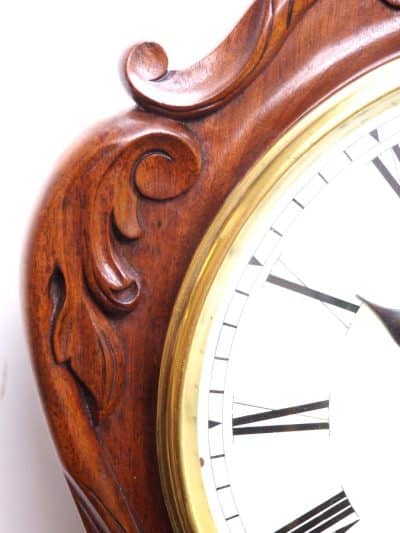 Rare Antique Carved Wall Clock 8 Day English Single Fusee Movement - Image 4