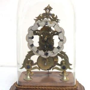 Vintage English Fusee Skeleton Clock 8-Day Fusee Timepiece Mantel Clock All Under Dome fusee Antique Clocks