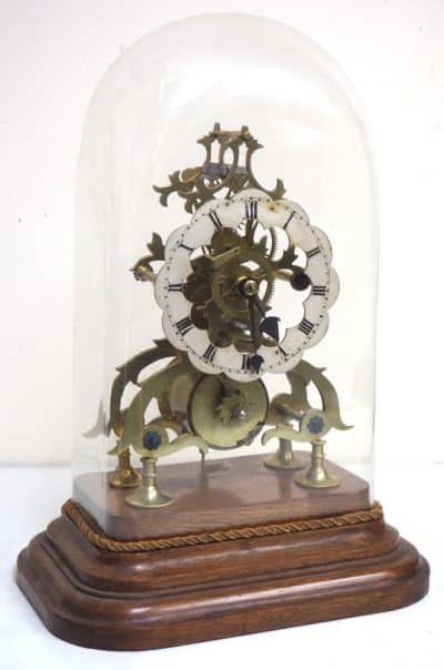 Vintage English Fusee Skeleton Clock 8-Day Fusee Timepiece Mantel Clock All Under Dome fusee Antique Clocks 4