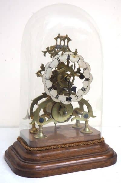 Vintage English Fusee Skeleton Clock 8-Day Fusee Timepiece Mantel Clock All Under Dome - Image 2
