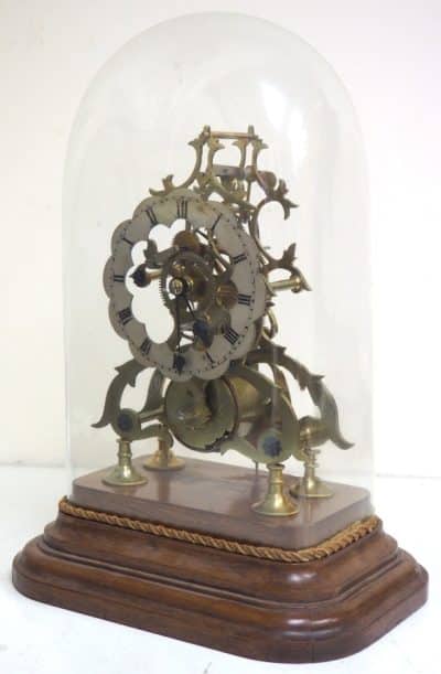 Vintage English Fusee Skeleton Clock 8-Day Fusee Timepiece Mantel Clock All Under Dome - Image 13