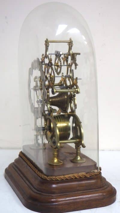Vintage English Fusee Skeleton Clock 8-Day Fusee Timepiece Mantel Clock All Under Dome fusee Antique Clocks 13
