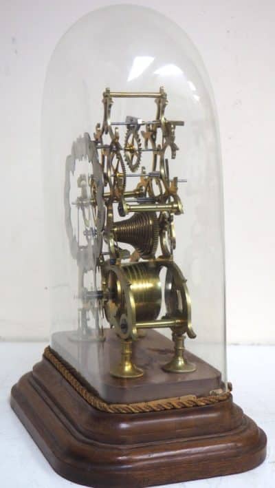 Vintage English Fusee Skeleton Clock 8-Day Fusee Timepiece Mantel Clock All Under Dome - Image 11