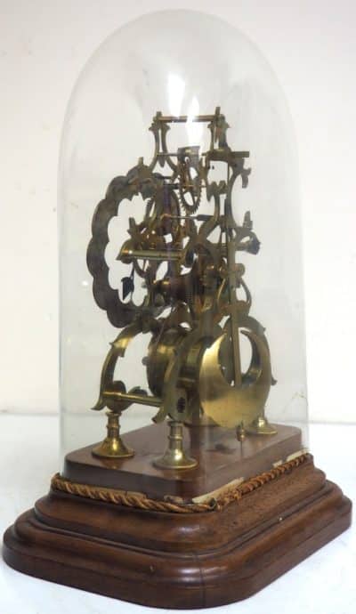 Vintage English Fusee Skeleton Clock 8-Day Fusee Timepiece Mantel Clock All Under Dome - Image 10