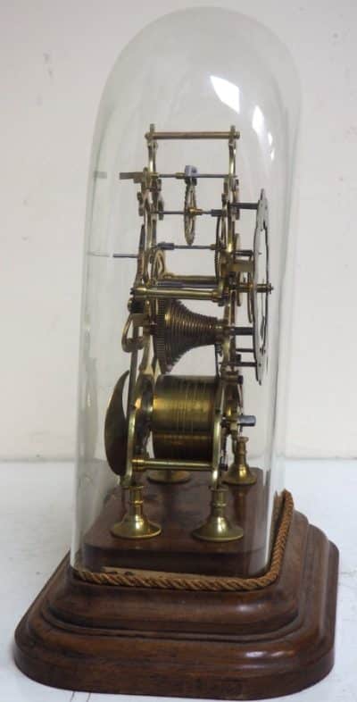 Vintage English Fusee Skeleton Clock 8-Day Fusee Timepiece Mantel Clock All Under Dome - Image 8