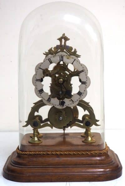 Vintage English Fusee Skeleton Clock 8-Day Fusee Timepiece Mantel Clock All Under Dome fusee Antique Clocks 8