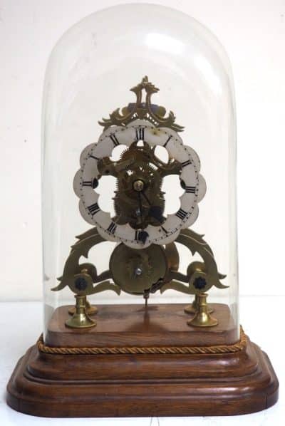 Vintage English Fusee Skeleton Clock 8-Day Fusee Timepiece Mantel Clock All Under Dome - Image 6