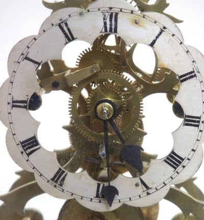 Vintage English Fusee Skeleton Clock 8-Day Fusee Timepiece Mantel Clock All Under Dome fusee Antique Clocks 6