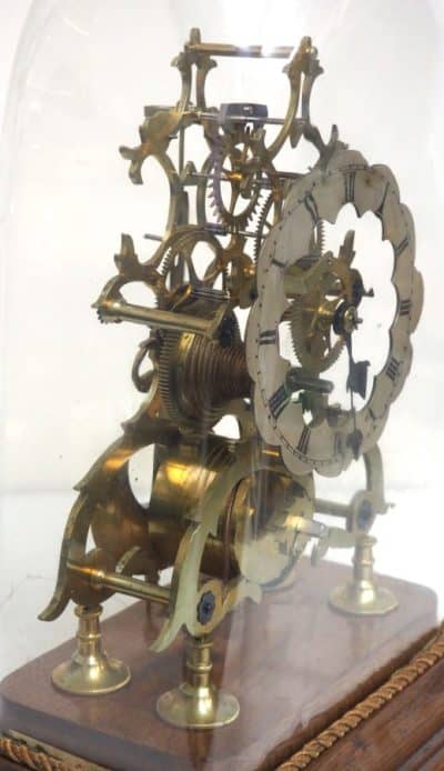 Vintage English Fusee Skeleton Clock 8-Day Fusee Timepiece Mantel Clock All Under Dome fusee Antique Clocks 5