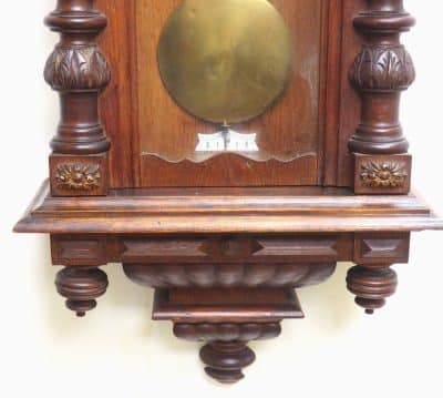 Rare Impressive Antique Oak Cased 8-Day Twin Weight Striking Vienna Regulator Wall Clock by Gustav Becker clocks Antique Clocks 14