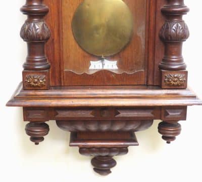 Rare Impressive Antique Oak Cased 8-Day Twin Weight Striking Vienna Regulator Wall Clock by Gustav Becker - Image 12
