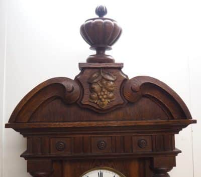 Rare Impressive Antique Oak Cased 8-Day Twin Weight Striking Vienna Regulator Wall Clock by Gustav Becker clocks Antique Clocks 11