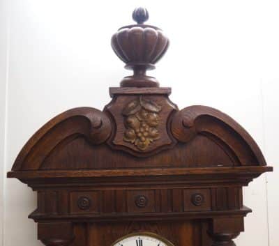 Rare Impressive Antique Oak Cased 8-Day Twin Weight Striking Vienna Regulator Wall Clock by Gustav Becker - Image 9