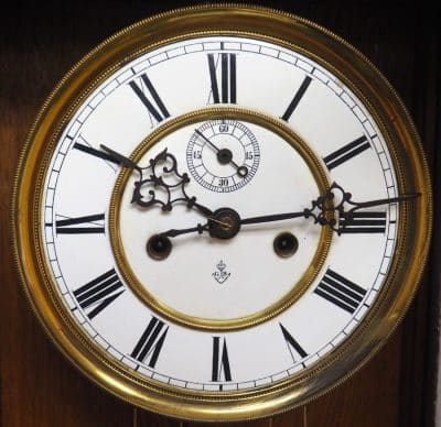 Rare Impressive Antique Oak Cased 8-Day Twin Weight Striking Vienna Regulator Wall Clock by Gustav Becker clocks Antique Clocks 8