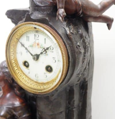 Incredible Art Nouveau Figural Mantel Clock Set 8 Day Striking mantle Clock art nouveau Antique Clocks 10