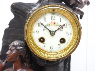 Incredible Art Nouveau Figural Mantel Clock Set 8 Day Striking mantle Clock art nouveau Antique Clocks 9