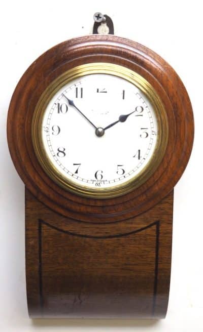 Rare Antique French 8 Day Timepiece Mahogany Miniature Drop Dial Wall Clock - Image 9