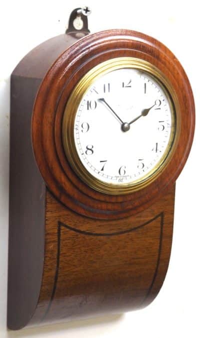 Rare Antique French 8 Day Timepiece Mahogany Miniature Drop Dial Wall Clock - Image 8