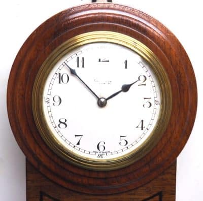 Rare Antique French 8 Day Timepiece Mahogany Miniature Drop Dial Wall Clock - Image 6