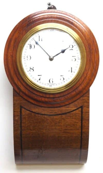 Rare Antique French 8 Day Timepiece Mahogany Miniature Drop Dial Wall Clock - Image 5